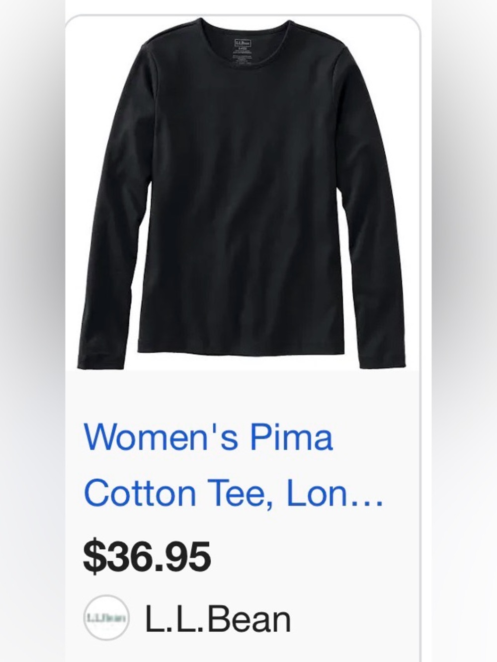L.L. Bean Women's Long-Sleeve Pima Cotton Tee - Black